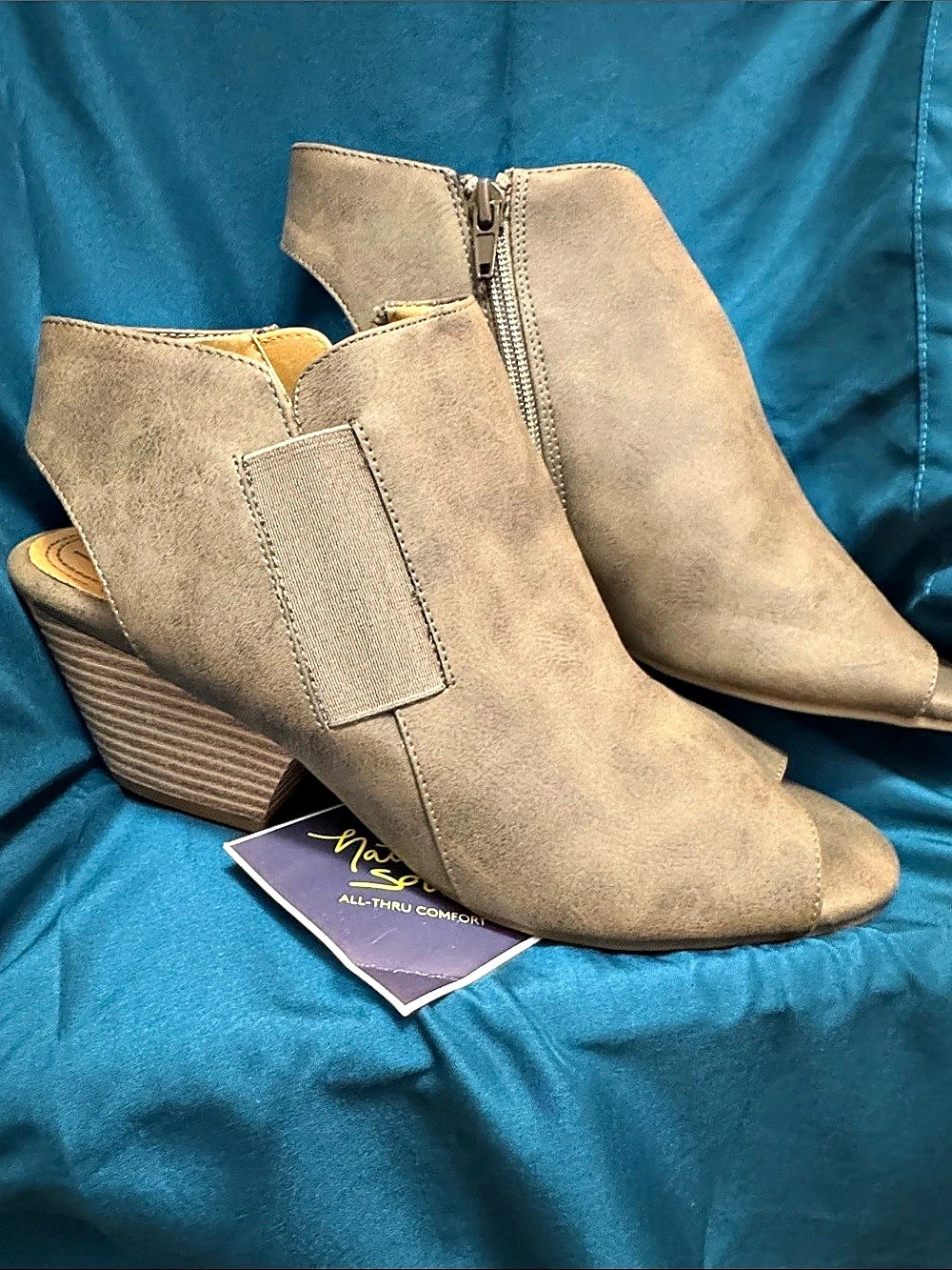 Natural Soul All-Thru Comfort Ankle Booties Brown US 9.5 NWT
